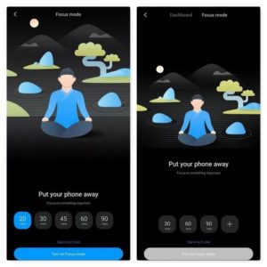 Screenshot di MIUI 12 trapelati, mostra l'interfaccia del tempo di utilizzo e la nuova modalità Focus 1
