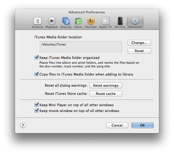 Использование iTunes с MacBook и внешним жестким диском