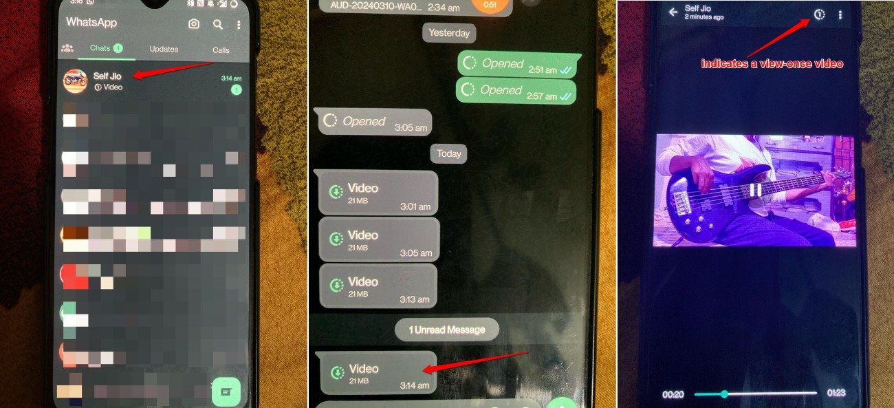 registrazione del video visualizzabile una volta su WhatsApp