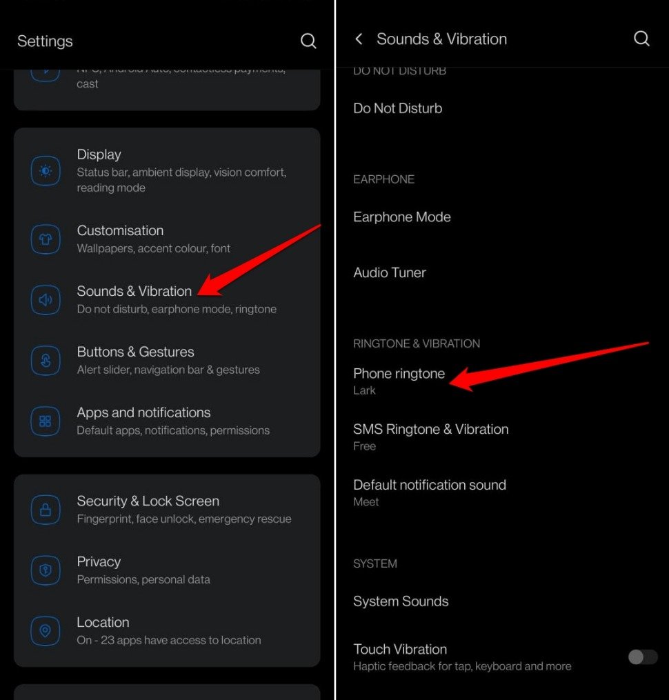 Android Sound- und Vibrationseinstellungen