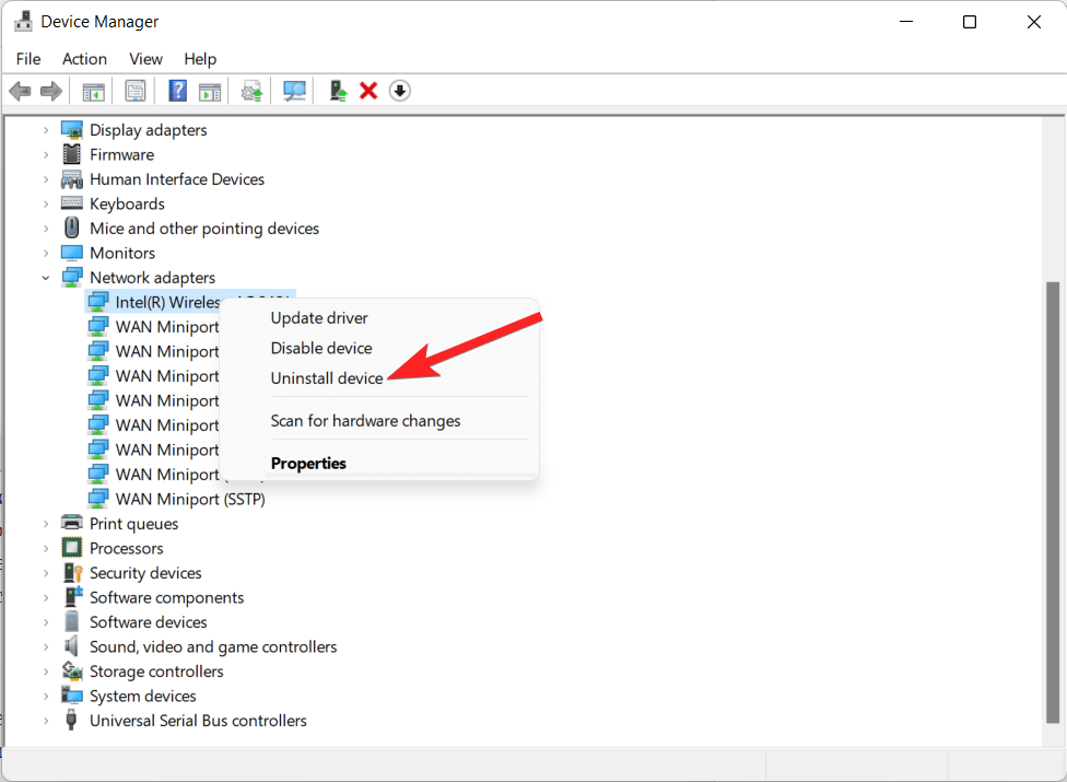 Disinstalla dispositivo Adattatori di rete