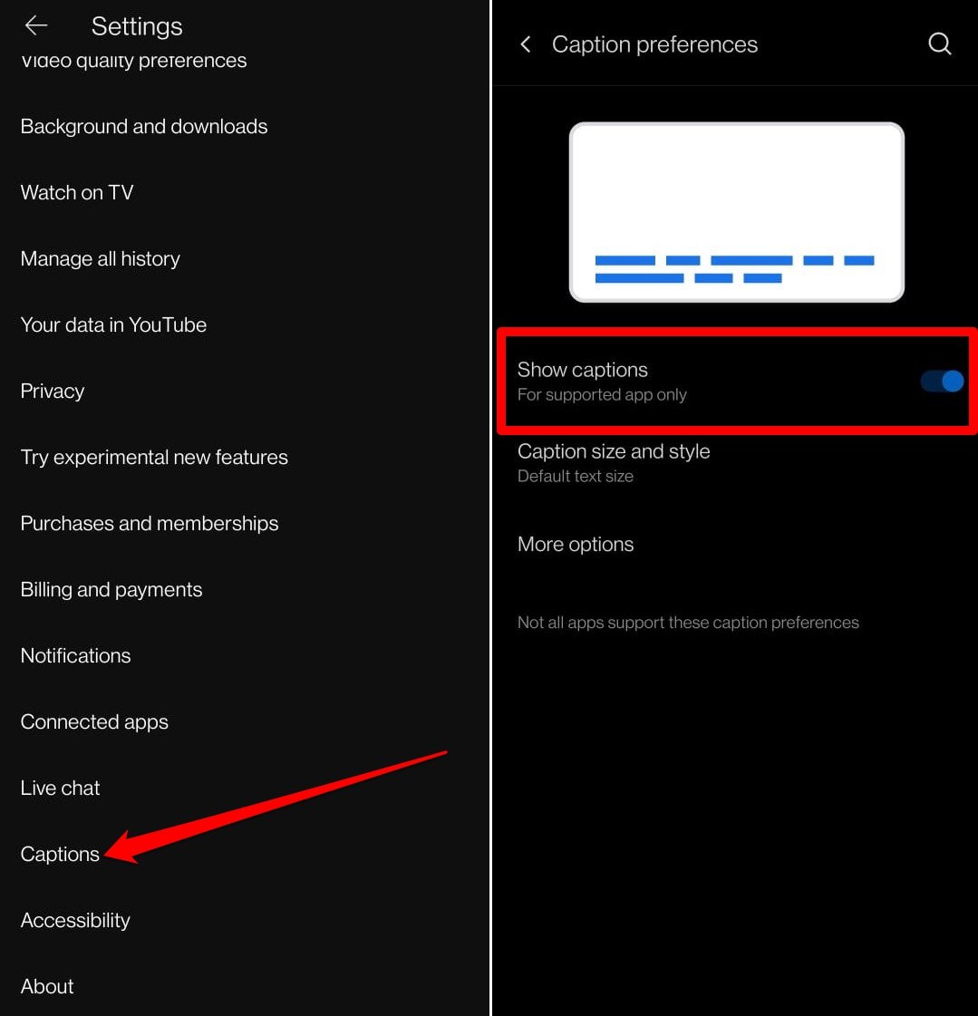 habilitar subtítulos generados automáticamente para YouTube android