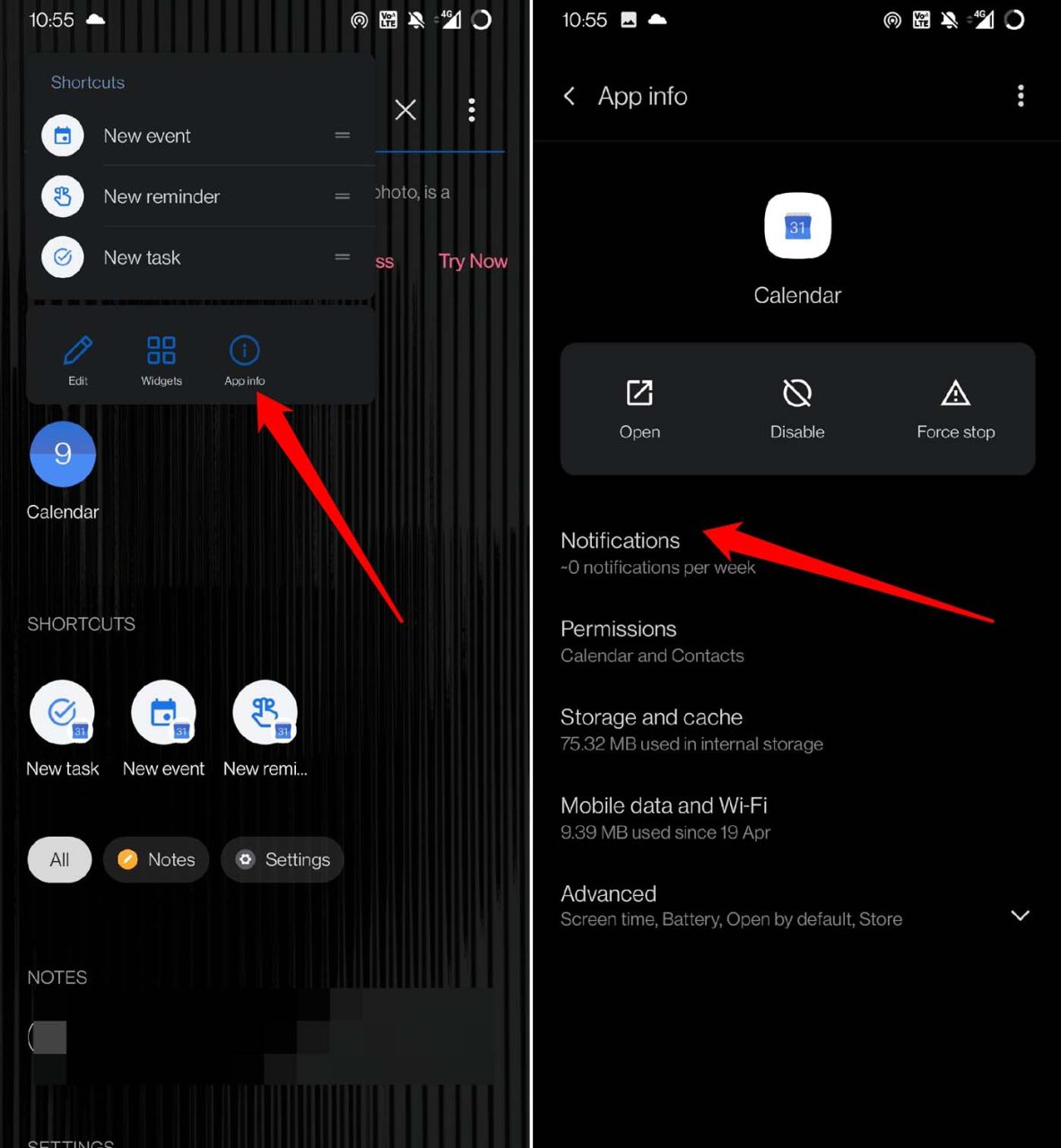 ativar notificações do google calendar