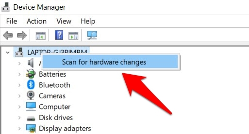 Scan for Hardware Changes
