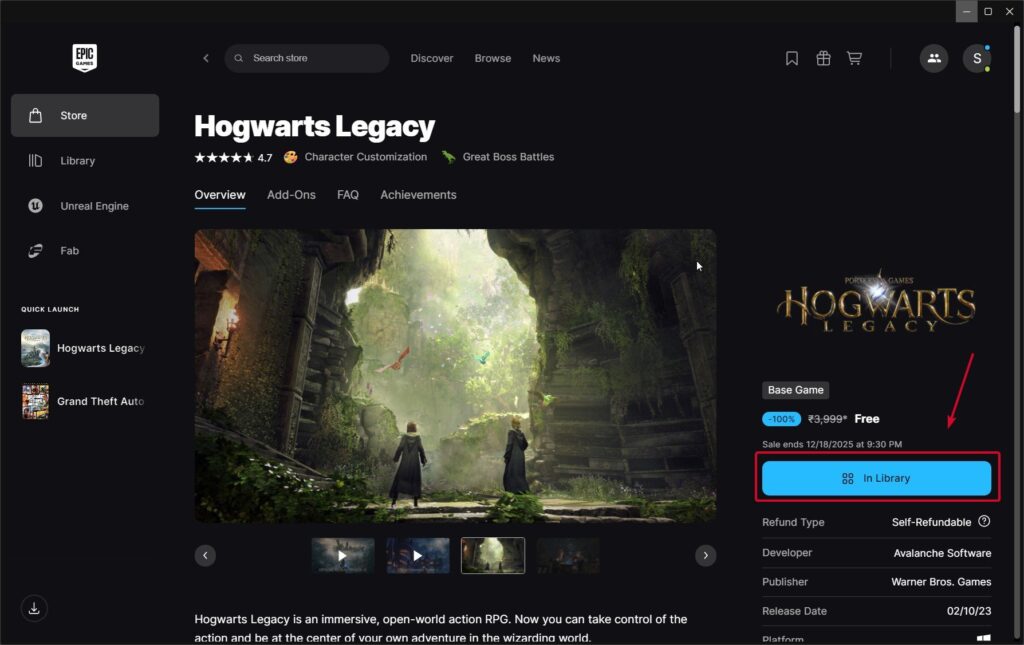 フォートナイトの無料ホグワーツレガシーバックブリング