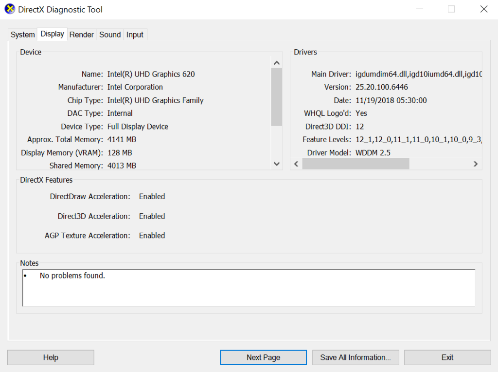 Vérifier les détails de la carte graphique dans Windows
