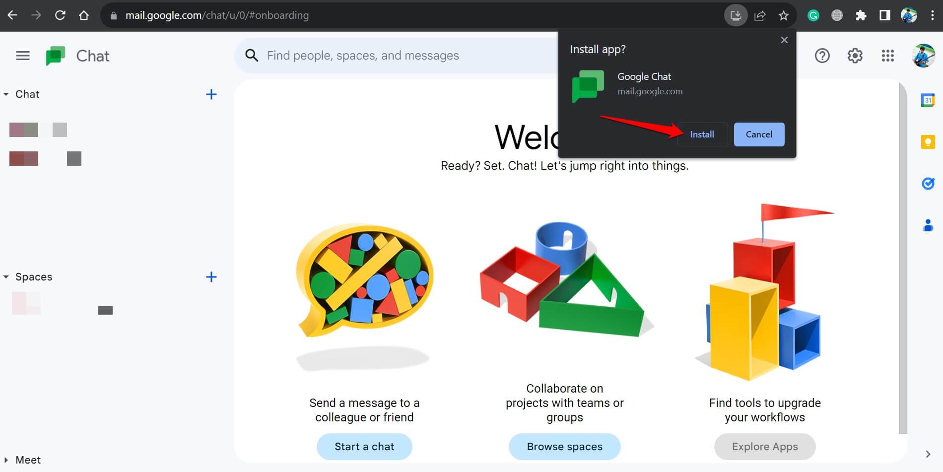 instalar la aplicación de Google Chat
