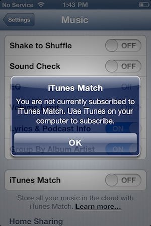 iPhone音楽ライブラリでiTunes Matchに登録する