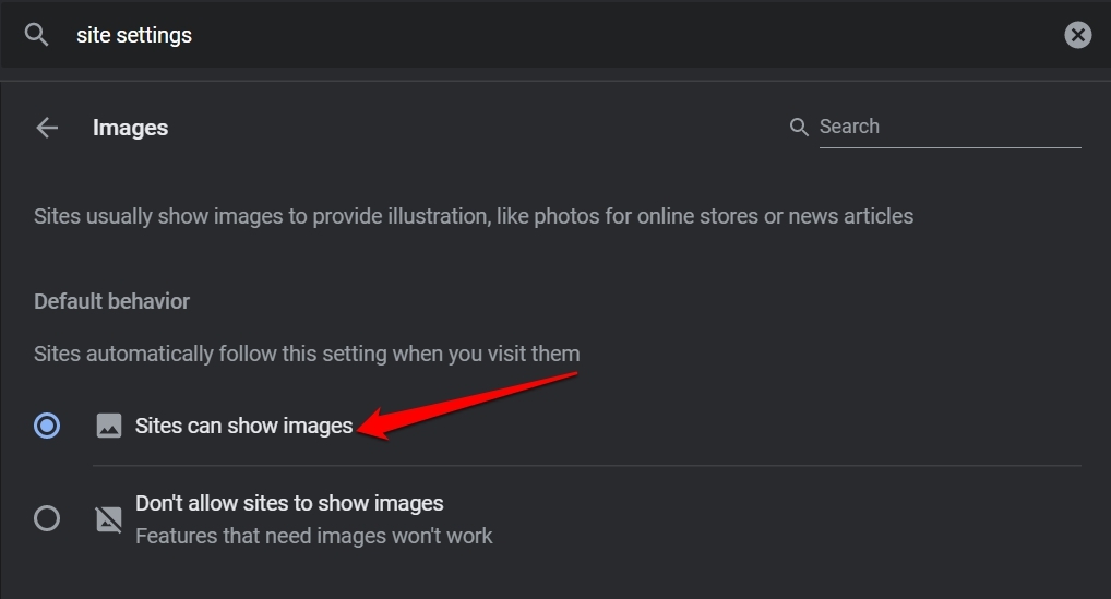 sites can show images Chrome