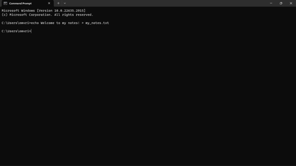 echo コマンド - コマンドプロンプトを使用してファイルを作成する