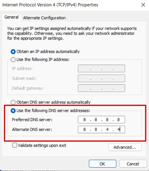 usar dns de google en windows 11