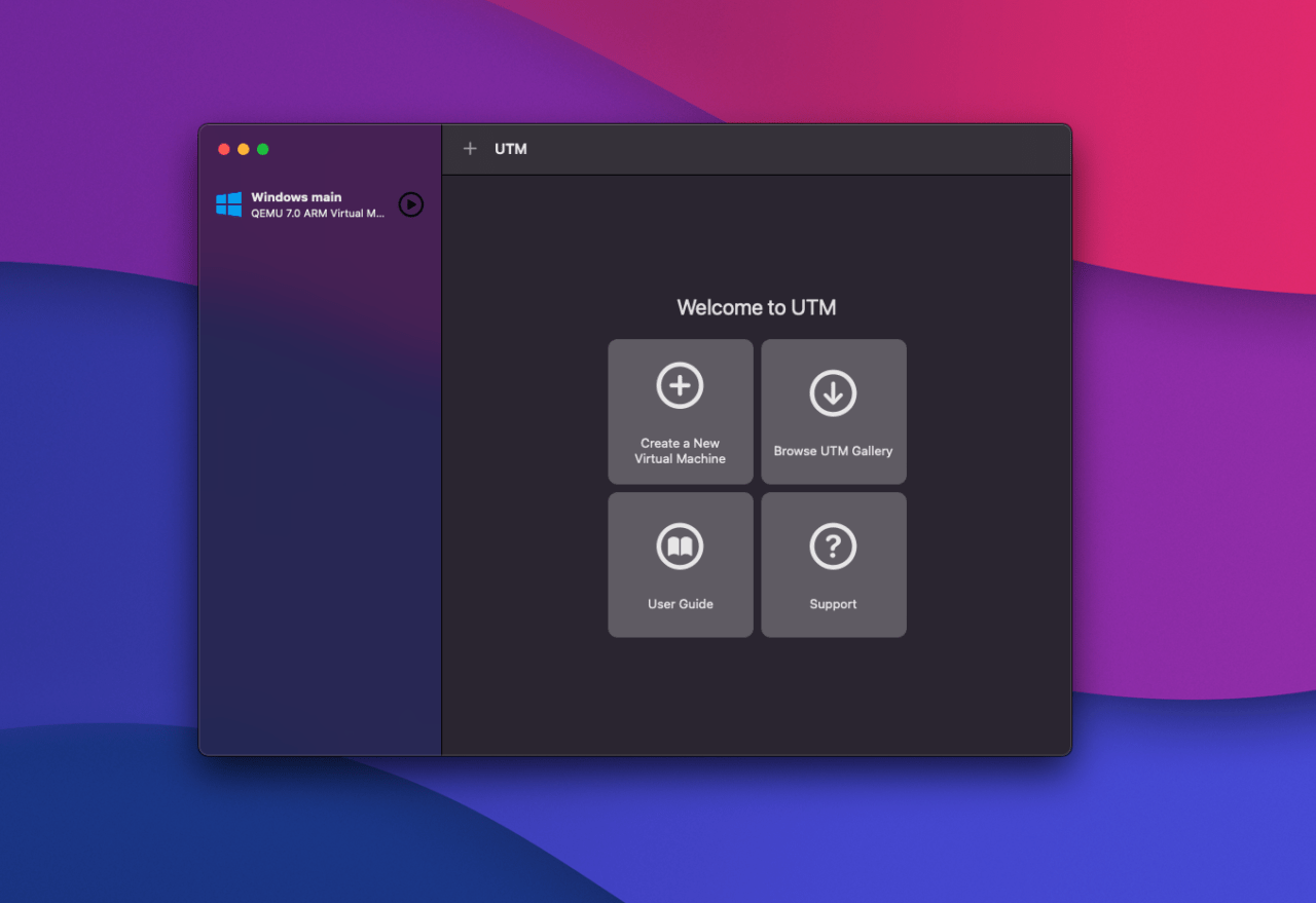 UTM приложение для запуска игр Windows на Mac