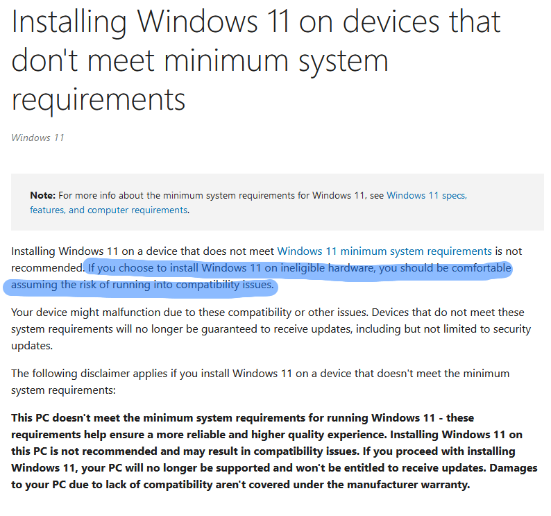 Microsoft Su Hardware Non Supportato in Windows 11