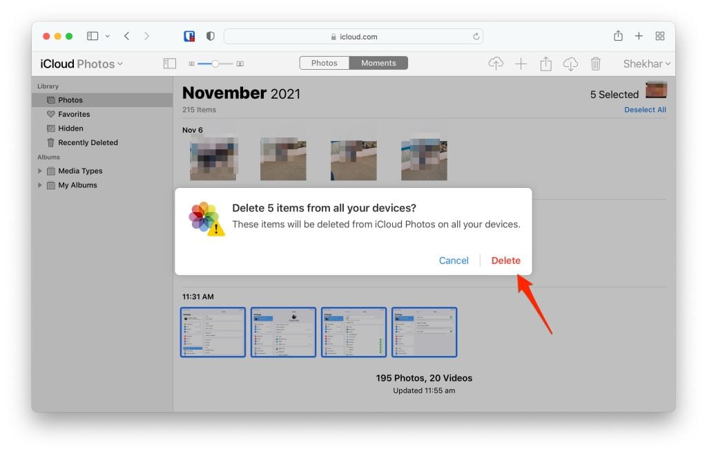 Eliminar permanentemente fotos de iCloud