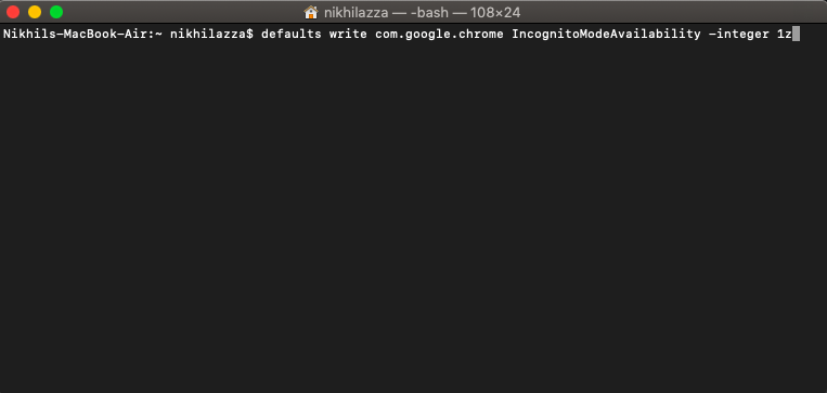 Удалить инкогнито на Chrome для Mac