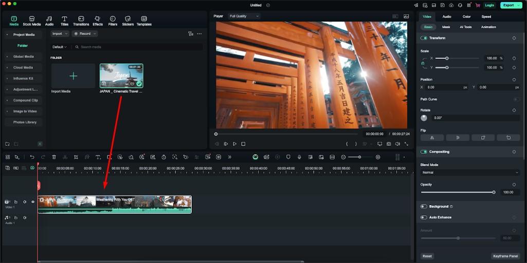 sposta il video