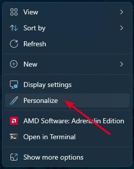 Right Click Personalize