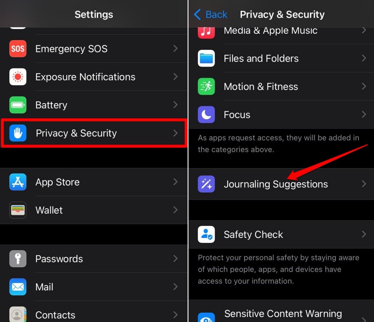 suggerimenti di journaling iOS
