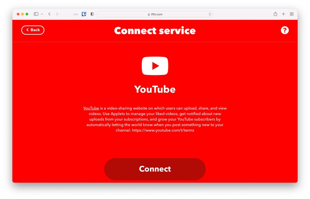 Connecter YT IFTTT - Webhook Discord YouTube