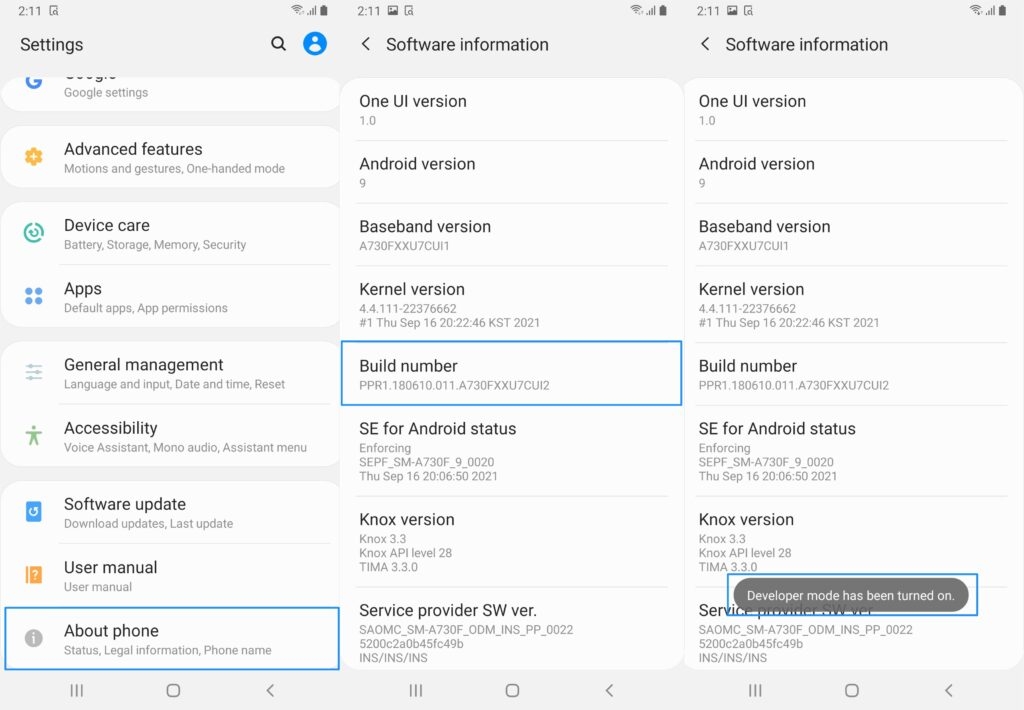 Entwicklermodus Samsung - OEM-Entsperrung fehlt