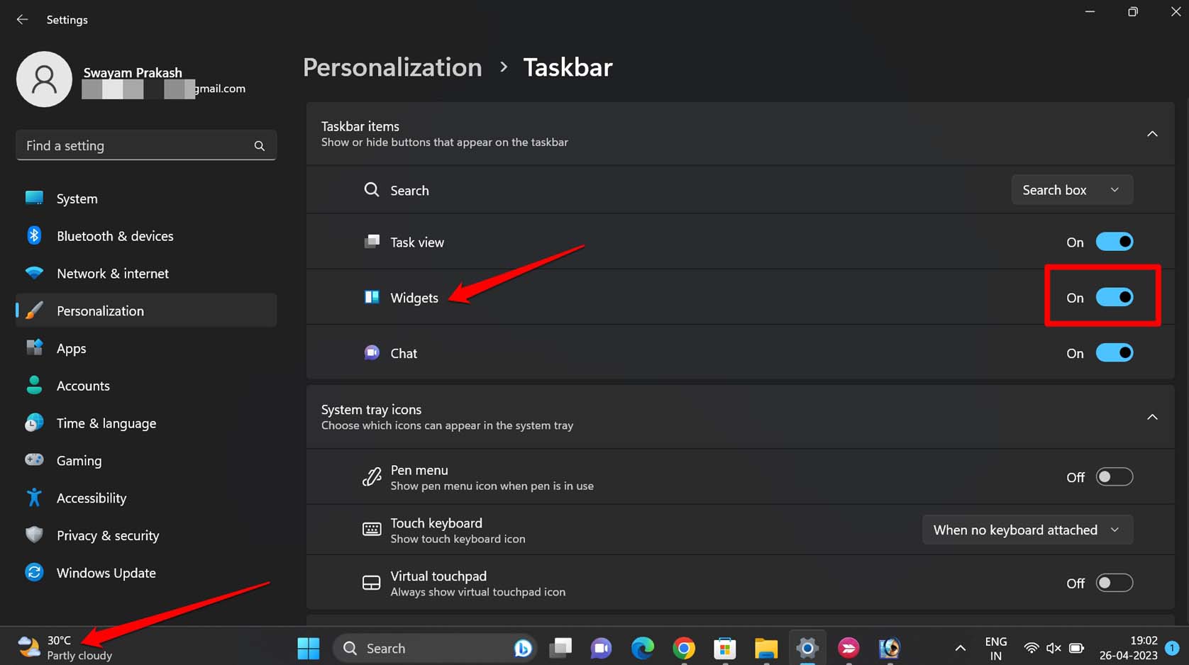 habilitar widgets no Windows 11