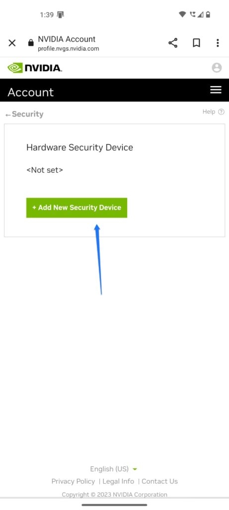 Configuration Nvidia - Connexion avec des Clés d'accès