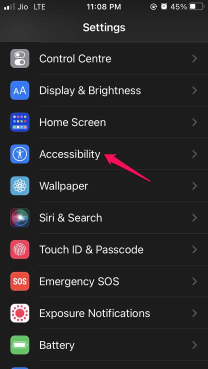 configurações de acessibilidade iOS