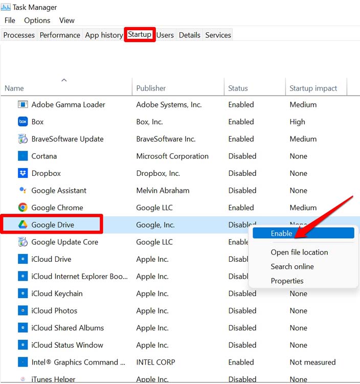 abilita autorizzazione in background per le app tramite task manager Windows