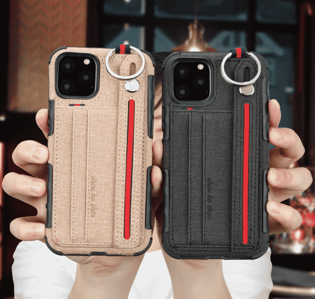 Custodia in tessuto con porta carte per iPhone 11