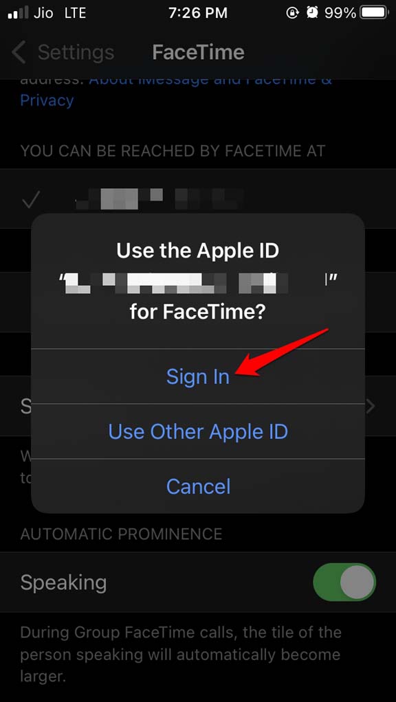 se connecter à Facetime avec l'identifiant Apple