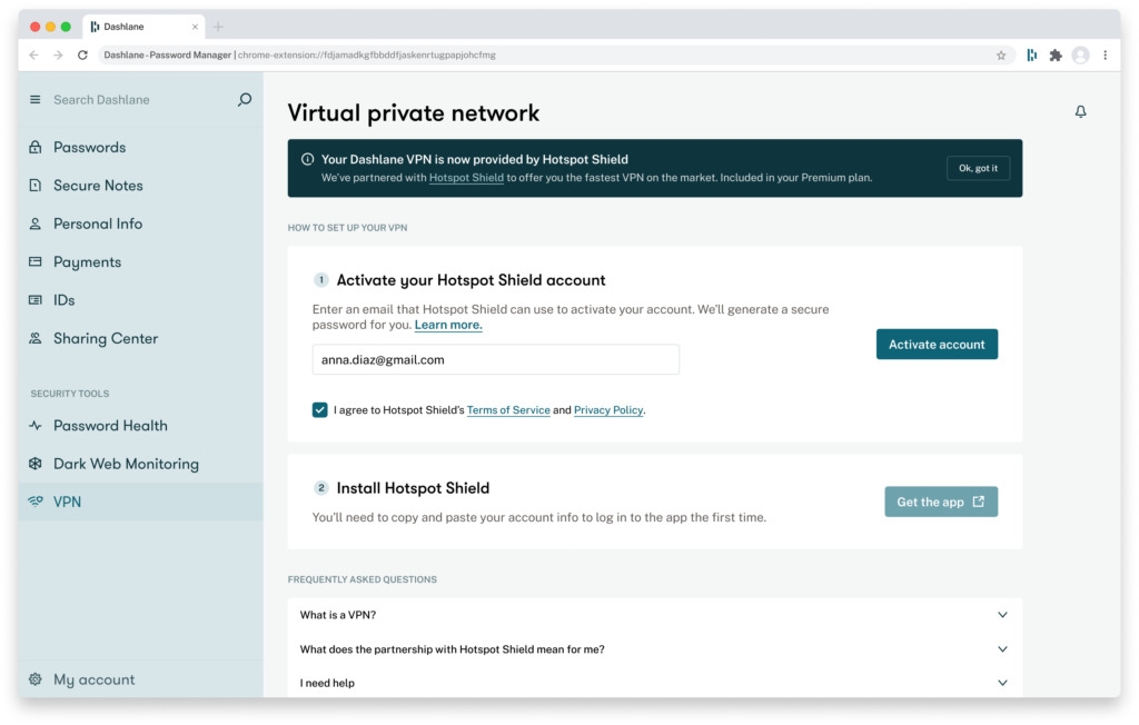 Funzione VPN di Dashlane - Recensione di Dashlane