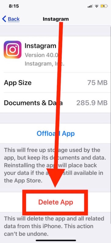Borrar la caché de Instagram en iPhone -
