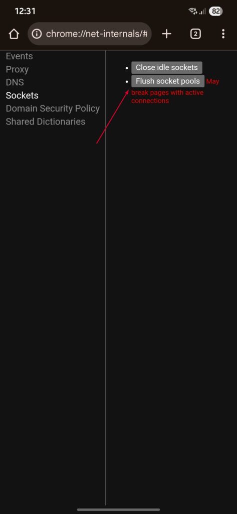 chrome://net-internals를 사용하여 DNS 캐시 지우기