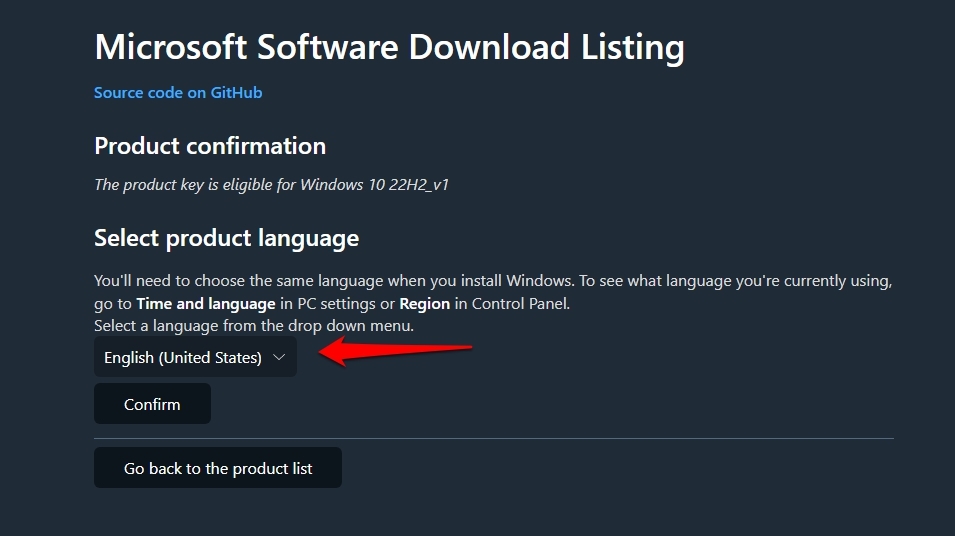Microsoft 소프트웨어 다운로드 목록