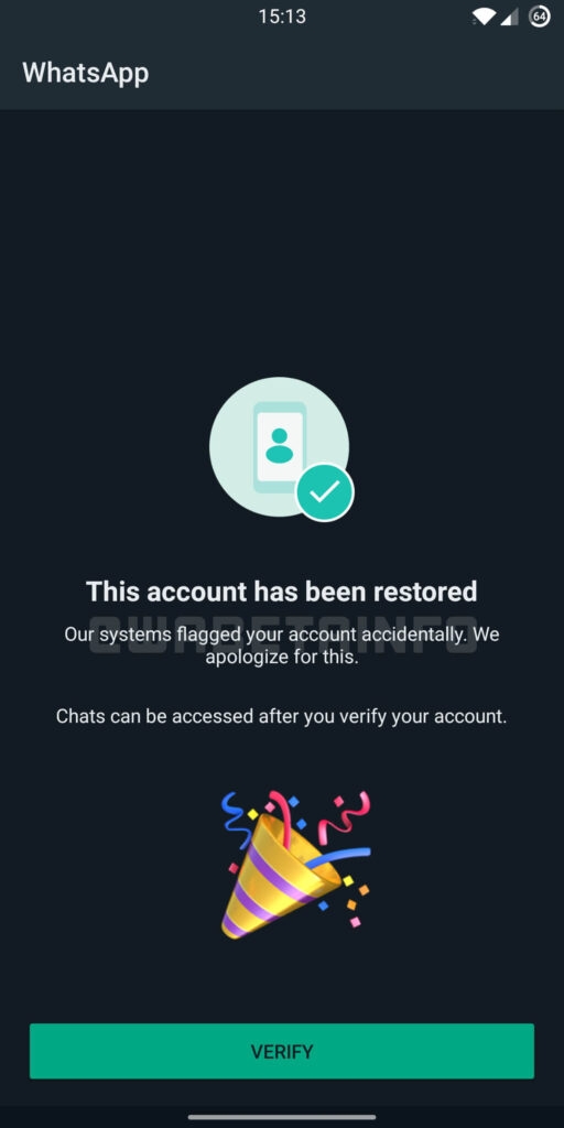 WhatsApp 복구됨
