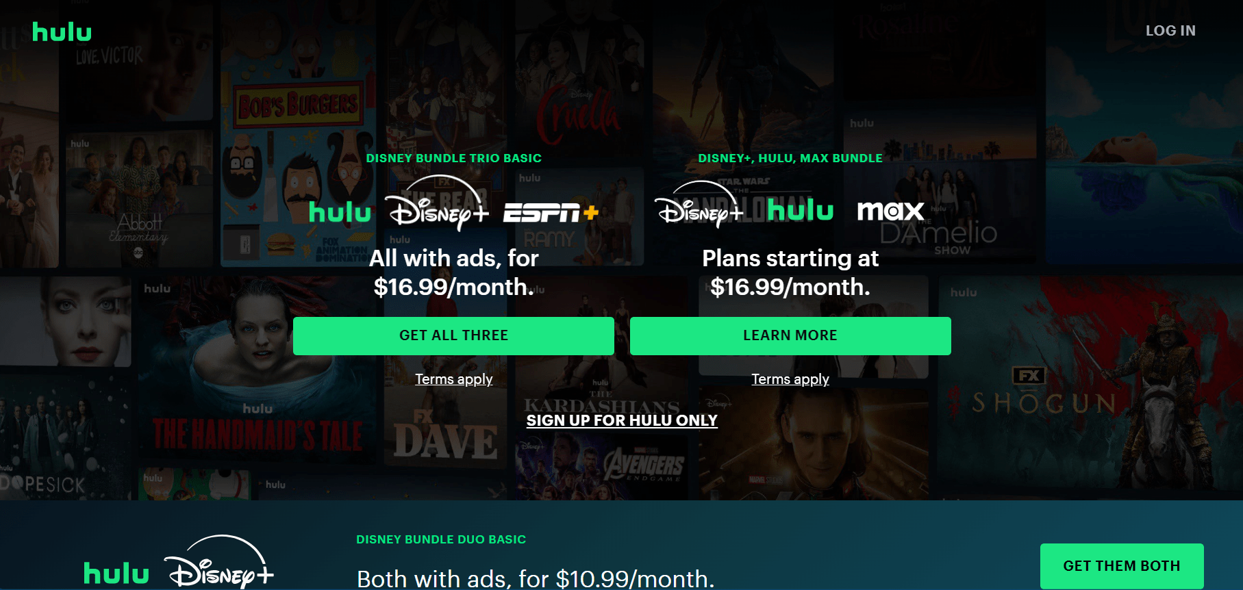 Hulu offizielle Website