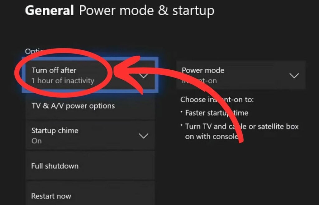 Habilitar la opción No apagar automáticamente - Xbox One se enciende y se apaga instantáneamente