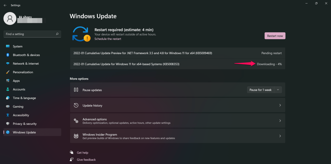 4 - Windows Update wird heruntergeladen