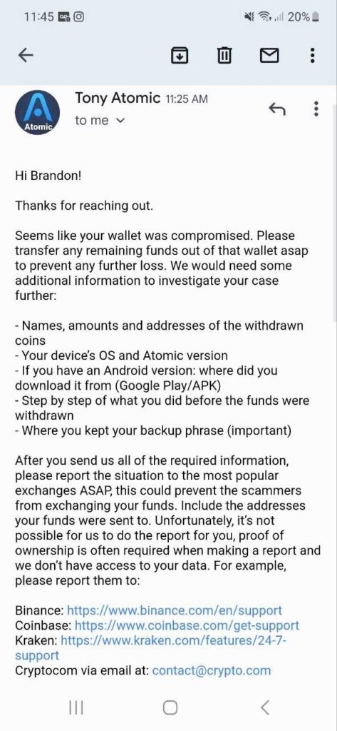 El compromiso de Atomic Wallet lleva a millones de criptomonedas robadas 3