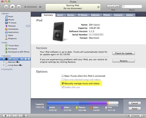 Verwendung eines iPods an mehr als einem Computer