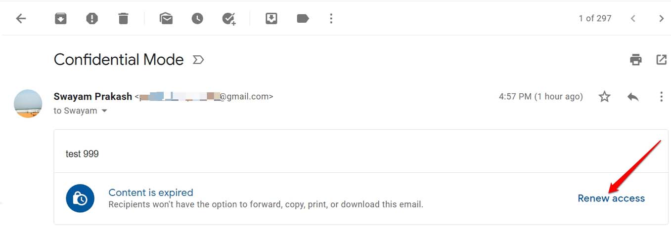 rinnova accesso dall'email riservata