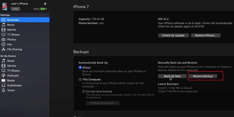 iTunes Trasferisci Dati su iPhone