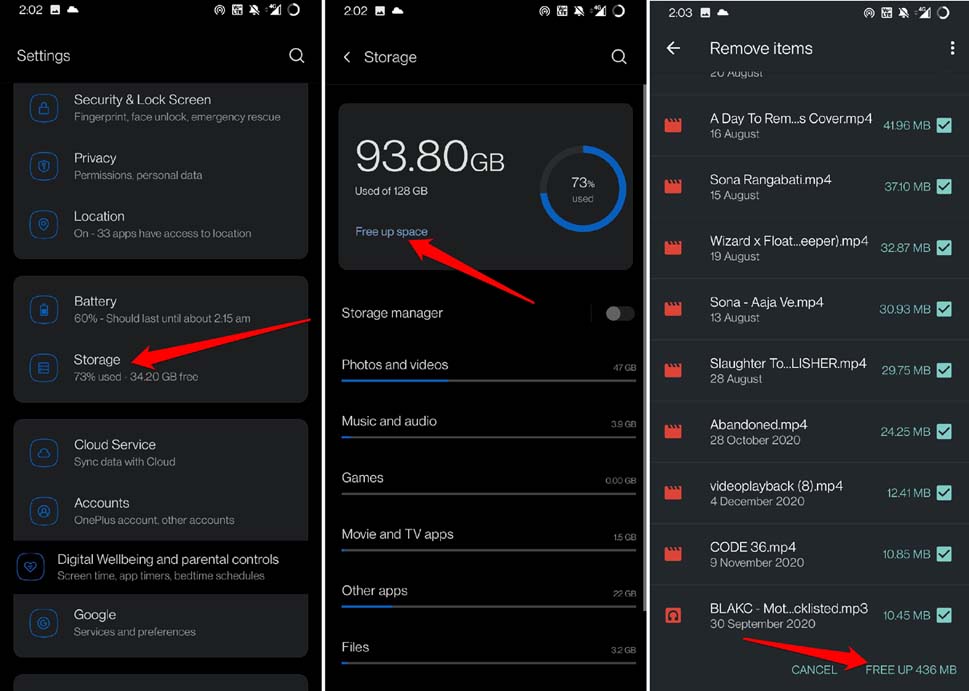 libera spazio sul dispositivo Android