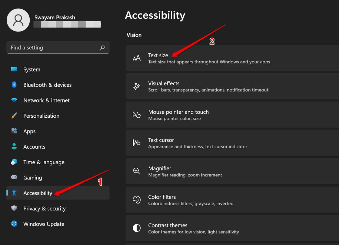 configurações de acessibilidade do Windows