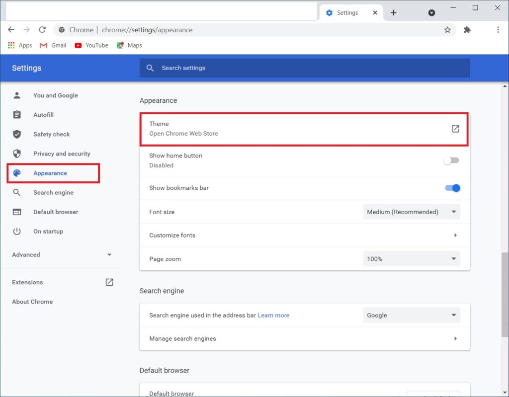 Изменить фон Google