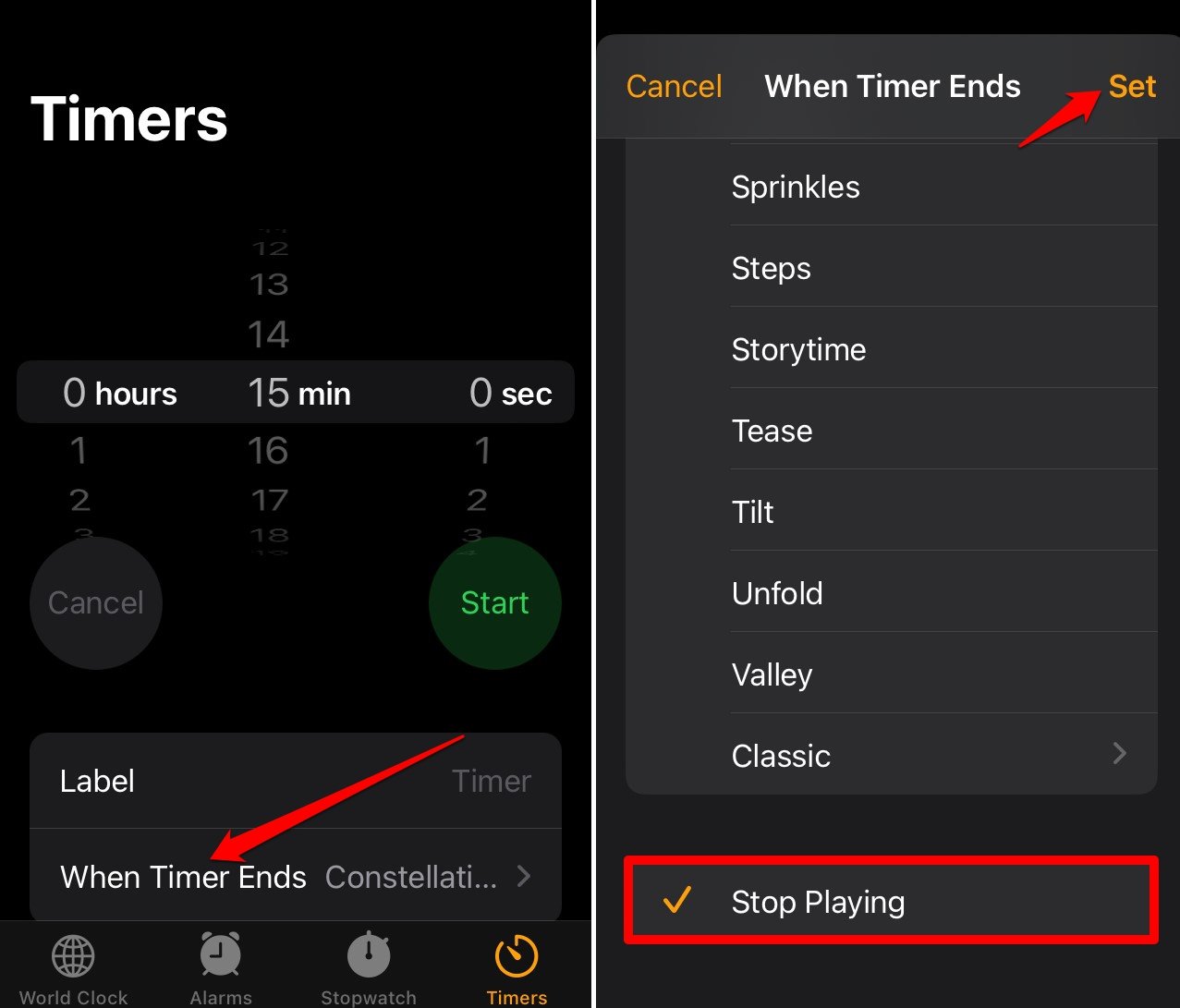 Timer in der iPhone-Uhr-App einstellen
