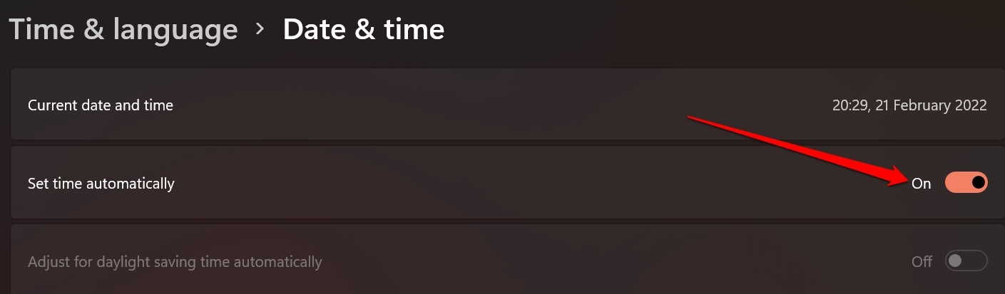 establecer hora automáticamente en Windows OS