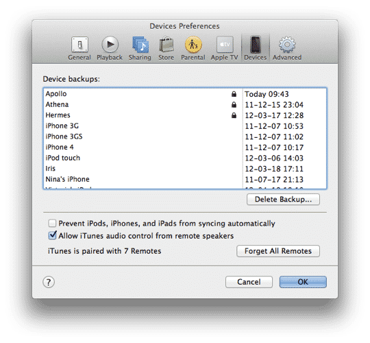 Sauvegarde des applications d'un iPod touch