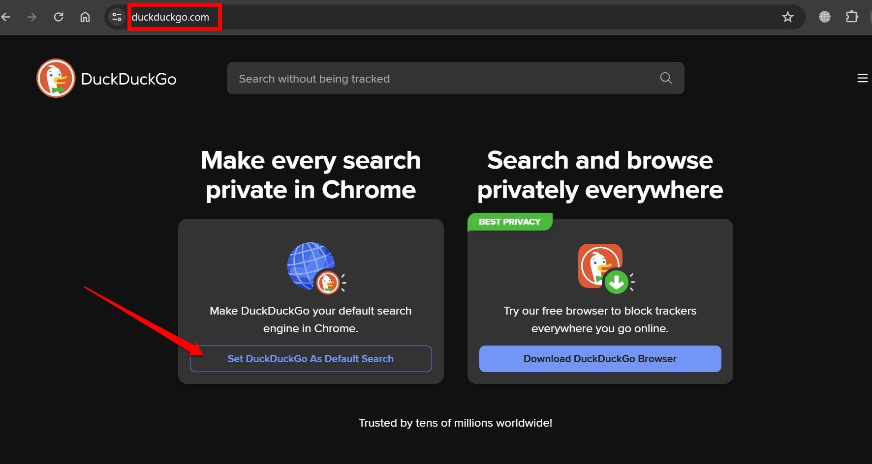 cómo establecer duckduckgo como motor de búsqueda predeterminado