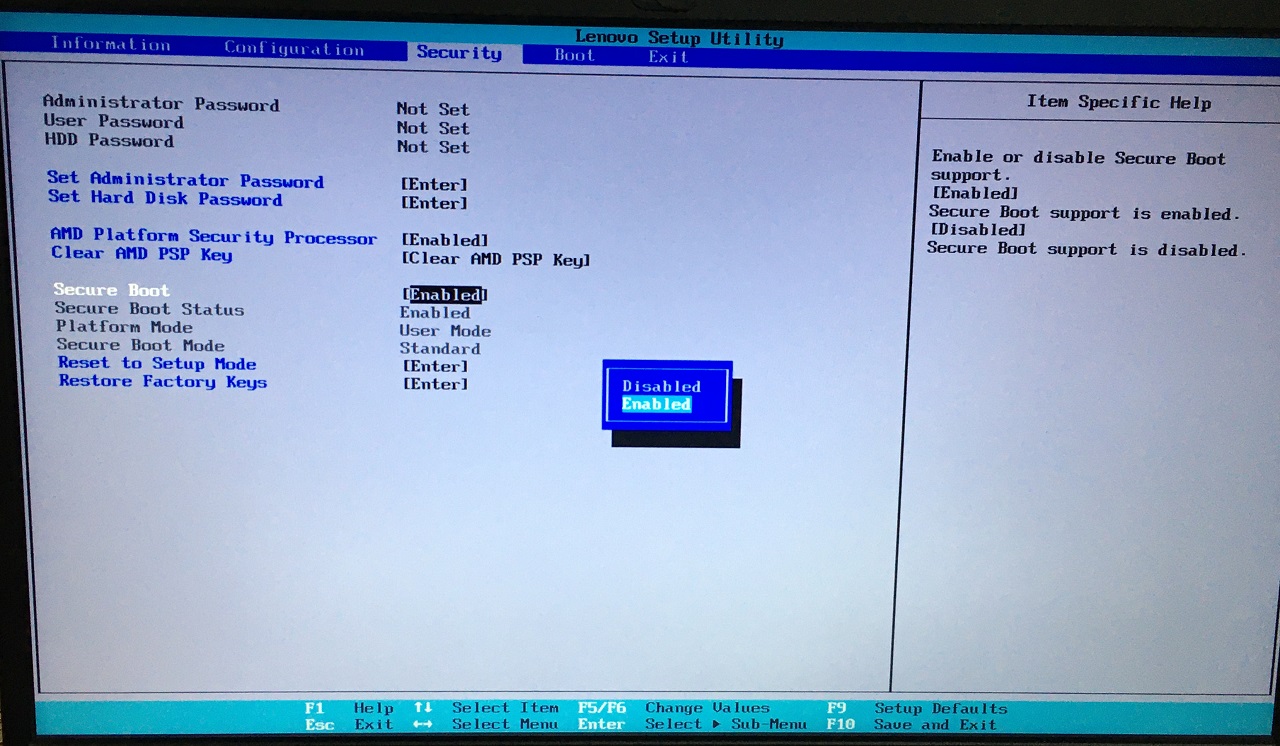 Abilita Secure Boot (14)